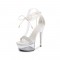 Transparent 6 Inch Italian Heels Peep Toe Ankle Gladiator Lace Up Sandals with Rinestones Crystal - White