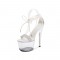 Transparent 7 Inch Italian Heels Peep Toe Ankle Gladiator Lace Up Sandals with Rinestones Crystal - White