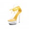 Transparent 6 Inch Italian Heels Peep Toe Ankle Gladiator Lace Up Sandals - Yellow