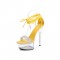 Transparent 6 Inch Italian Heels Peep Toe Ankle Gladiator Lace Up Sandals with Rinestones Crystal - Yellow