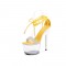 Transparent 7 Inch Italian Heels Peep Toe Ankle Gladiator Lace Up Sandals with Rinestones Crystal - Yellow