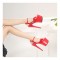 8 Inch Super Heels Peep Toe Ankle Strap Patent Platform Sandals - Red