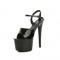 7 Inch Super Heels Peep Toe Ankle Strap Patent Platform Sandals - Black