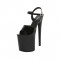 8 Inch Super Heels Peep Toe Ankle Strap Patent Platform Sandals - Black