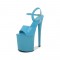 8 Inch Super Heels Peep Toe Ankle Strap Patent Platform Sandals - Blue