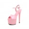 7 Inch Super Heels Peep Toe Ankle Strap Patent Platform Sandals - Pink