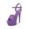 6 Inch Heels Peep Toe Ankle Strap Patent Platform Sandals - Purple