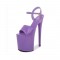8 Inch Super Heels Peep Toe Ankle Strap Patent Platform Sandals - Purple