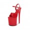 8 Inch Super Heels Peep Toe Ankle Strap Patent Platform Sandals - Red