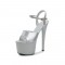 7 Inch Super Heels Peep Toe Ankle Strap Patent Platform Sandals - Silver