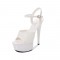 6 Inch Heels Peep Toe Ankle Strap Patent Platform Sandals - White