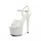 7 Inch Super Heels Peep Toe Ankle Strap Patent Platform Sandals - White