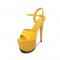 7 Inch Super Heels Peep Toe Ankle Strap Patent Platform Sandals - Yellow