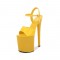 8 Inch Super Heels Peep Toe Ankle Strap Patent Platform Sandals - Yellow
