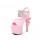 Revolver Gun Heel Peep Toe Platform Rinestones Crystal Decorated Sandals - Light Pink