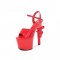 Revolver Gun Heel Peep Toe Platform Sandals - Red