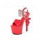 Revolver Gun Heel Peep Toe Platform Rinestones Crystal Decorated Sandals - Red