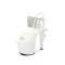 Revolver Gun Heel Peep Toe Platform Rinestones Crystal Decorated Sandals - White
