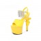 Revolver Gun Heel Peep Toe Platform Rinestones Crystal Decorated Sandals - Yellow