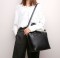 Medium Size Vegan Leather Crossbody Handbag - Black