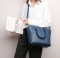 Medium Size Vegan Leather Crossbody Handbag - Blue