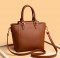 Medium Size Vegan Leather Crossbody Handbag - Brown