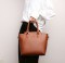 Medium Size Vegan Leather Crossbody Handbag - Brown