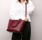 Medium Size Vegan Leather Crossbody Handbag - Burgundy
