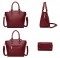 Medium Size Vegan Leather Crossbody Handbag - Burgundy