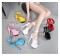 6 Inch Italian Heels Peep Toe Ankle Buckle Strap Dorsay Platform Sandals - Blue