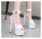 6 Inch Italian Heels Peep Toe Ankle Buckle Strap Dorsay Platform Sandals - Blue