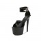 7 Inch Italian Heels Peep Toe Ankle Buckle Strap Dorsay Platform Sandals - Black