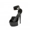 6 Inch Italian Heels Peep Toe Ankle Buckle Strap Dorsay Platform Sandals - Black