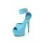 6 Inch Italian Heels Peep Toe Ankle Buckle Strap Dorsay Platform Sandals - Blue