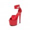 7 Inch Italian Heels Peep Toe Ankle Buckle Strap Dorsay Platform Sandals - Red