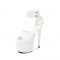 7 Inch Italian Heels Peep Toe Ankle Buckle Strap Dorsay Platform Sandals - White