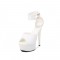 6 Inch Italian Heels Peep Toe Ankle Buckle Strap Dorsay Platform Sandals - White
