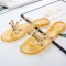 Rivet Decorated Slippers Soft Outdoor Flip Flops - Orange