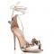 Peep Toe Stiletto Heels Ankle Lace Up Gladiator Straps Butterflies Sandals - Gold Leather