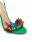 Peep Toe Stiletto Heels Ankle Lace Up Gladiator Straps Butterflies Sandals - Green Suede