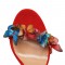 Peep Toe Stiletto Heels Ankle Lace Up Gladiator Straps Butterflies Sandals - Red Suede