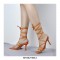 Kitten Heels Gladiator Strap Square Toe Sandals - White