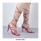 Kitten Heels Gladiator Strap Square Toe Sandals - White