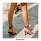 Kitten Heels Gladiator Strap Square Toe Sandals - White