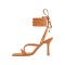 Kitten Heels Gladiator Strap Square Toe Sandals - Orange