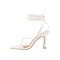 Kitten Heels Gladiator Strap Square Toe Sandals - White