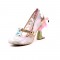Round Toe Fantasy Flamingo Heels T-Strap Party Pumps - Embroidery Green