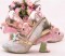 Round Toe Fantasy Flamingo Heels T-Strap Party Pumps - Embroidery Green