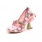 Round Toe Fantasy Flamingo Heels T-Strap Party Pumps - Sequined Pink