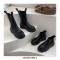 Wave Platform Vegan Leather Chelsea High Ankle Boots - Black